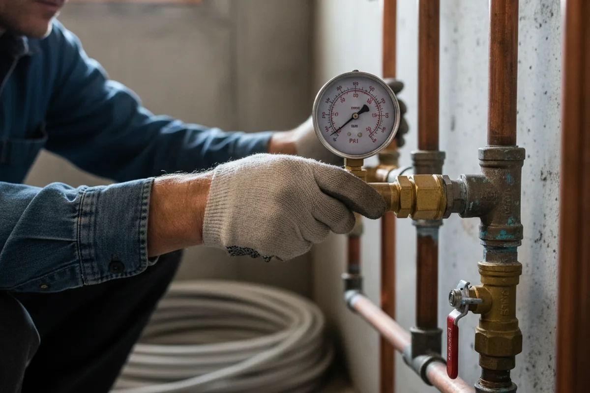 Pressure testing a repaired line during Water Line Repair in Montour